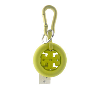 Tory Burch Logo Key Ring Fob in Lime Green with Carabiner Clip