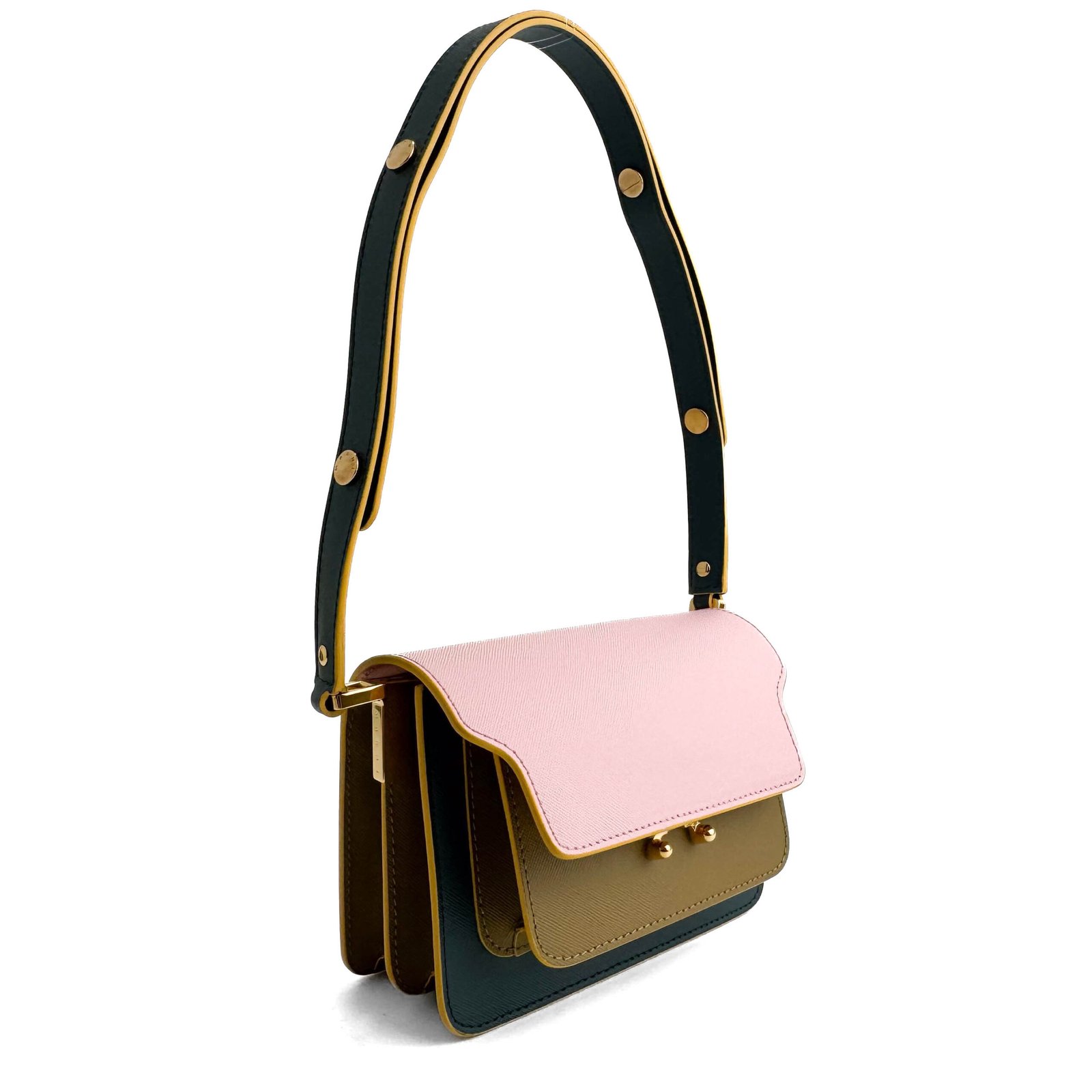 IMG_2935 Mini Trunk Bag di Marni in pelle multicolore con finiture dorate.